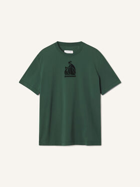 Lanvin T-SHIRT FLOQUÉ LA MÈRE ET L'ENFANT EN COTON Vert Sapin RMTS0012J321A26