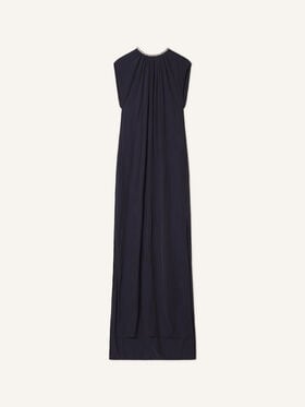 BESTICKTES KLEID AUS CHARMEUSE Lanvin BESTICKTES KLEID AUS CHARMEUSE Marineblau RWDR90294778P26