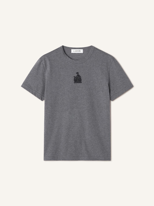 Lanvin EMBROIDERED "M&D" LOGO T-SHIRT Dark Grey Melange RWTS0030J060A26