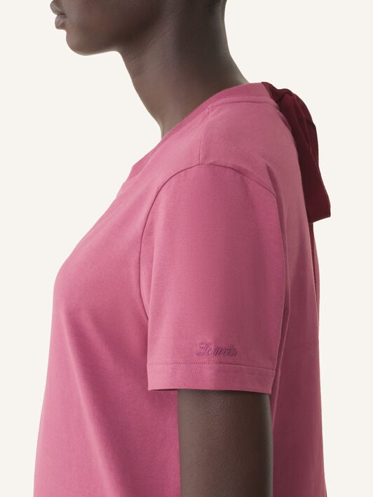 CAMISETA DE ALGODÓN CON DETALLE DE CINTA Lanvin CAMISETA DE ALGODÓN CON DETALLE DE CINTA Rosa otoño RWTS0024J040H25