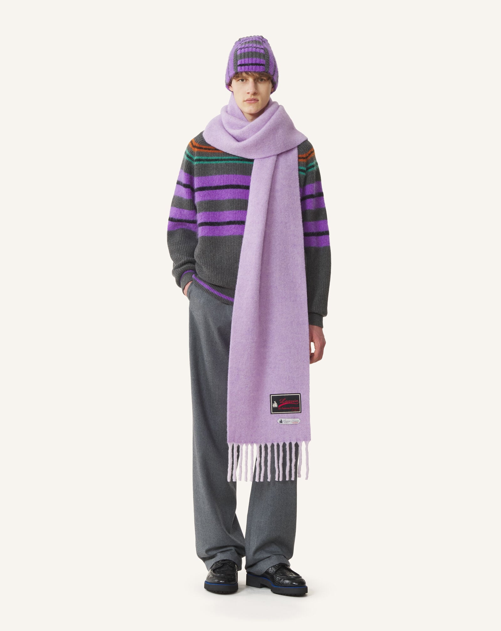 SCIARPA IN LANA CON FRANGE ED ETICHETTA 22 FAUBOURG Lanvin SCIARPA IN LANA CON FRANGE ED ETICHETTA 22 FAUBOURG Lilla AWSAPSC5WSETA26