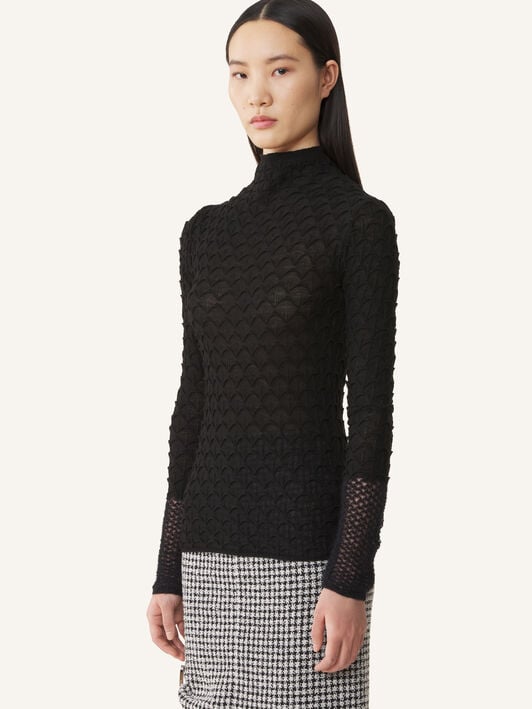 TOP DE CUELLO ALTO DE LANA Y MOHAIR Lanvin TOP DE CUELLO ALTO DE LANA Y MOHAIR Negro RWPO0005K123A26