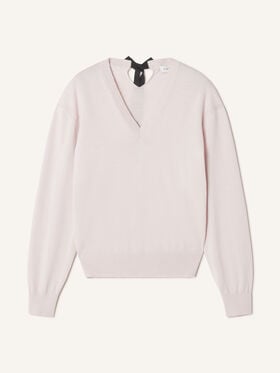 Lanvin MAGLIONE SCOLLO A V IN LANA MERINO CON DETTAGLIO IN GROSGRAIN Luna RWPO0027K101A26