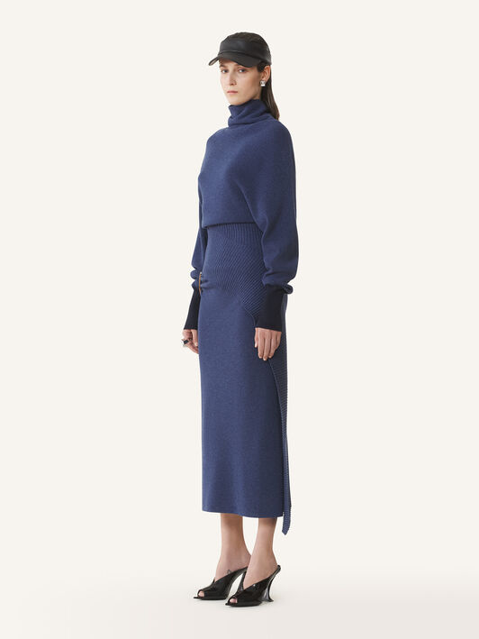 Lanvin ROBE MIDI EN LAINE ET CACHEMIRE Indigo RWDR0040K065H25