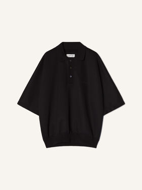 Lanvin POLO AMPLE EN JERSEY DOUBLE FACE Noir/Bleu Marine RMPL0051J056E26