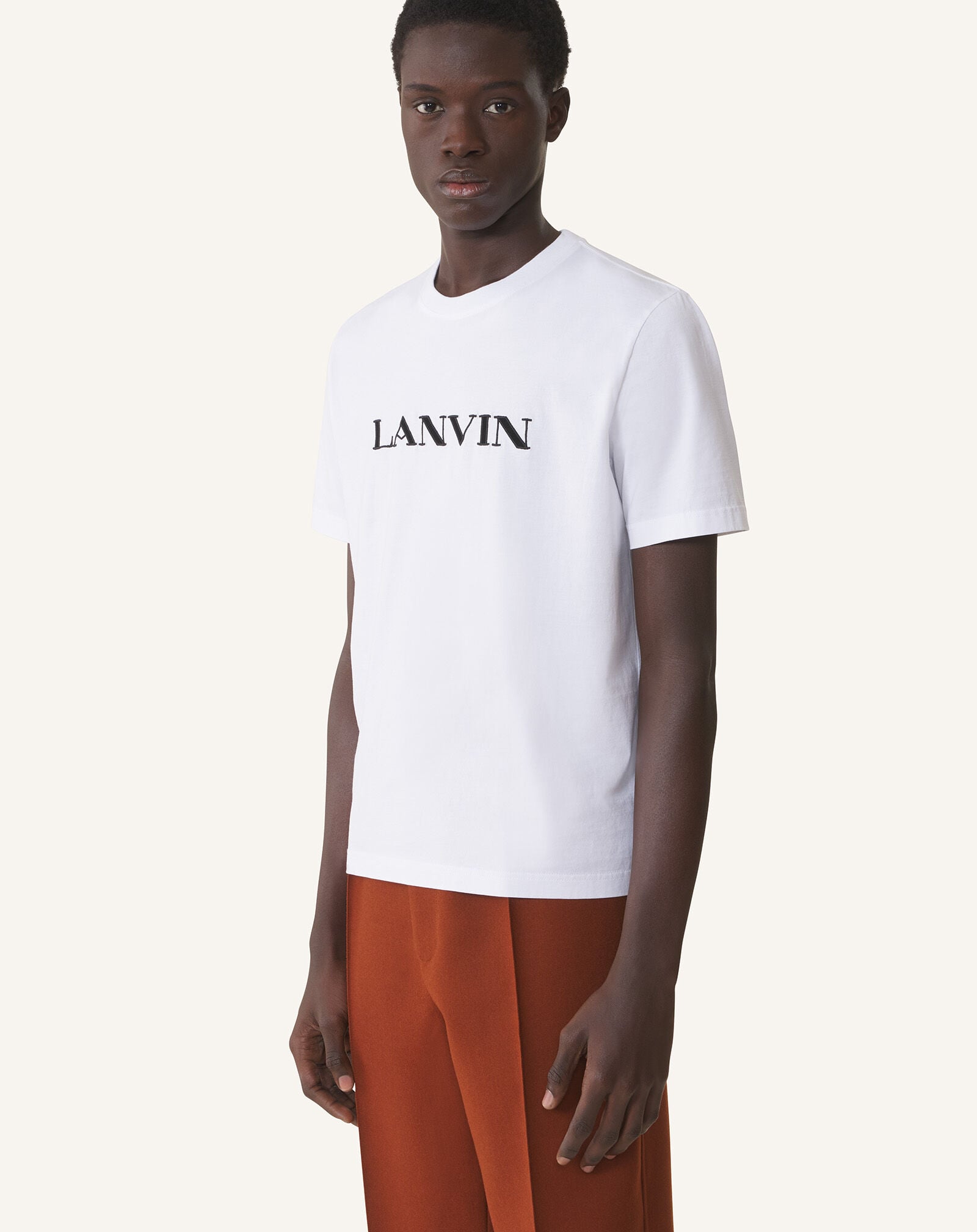 CAMISETA LANVIN DE ALGODÓN BORDADO Lanvin CAMISETA LANVIN DE ALGODÓN BORDADO Blanco óptico RMTS0012J300H25