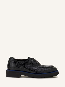 Lanvin RICHELIEU EMBOSSÉ CROCO EN CUIR Noir/Bleu FMSHGY00CROCA26