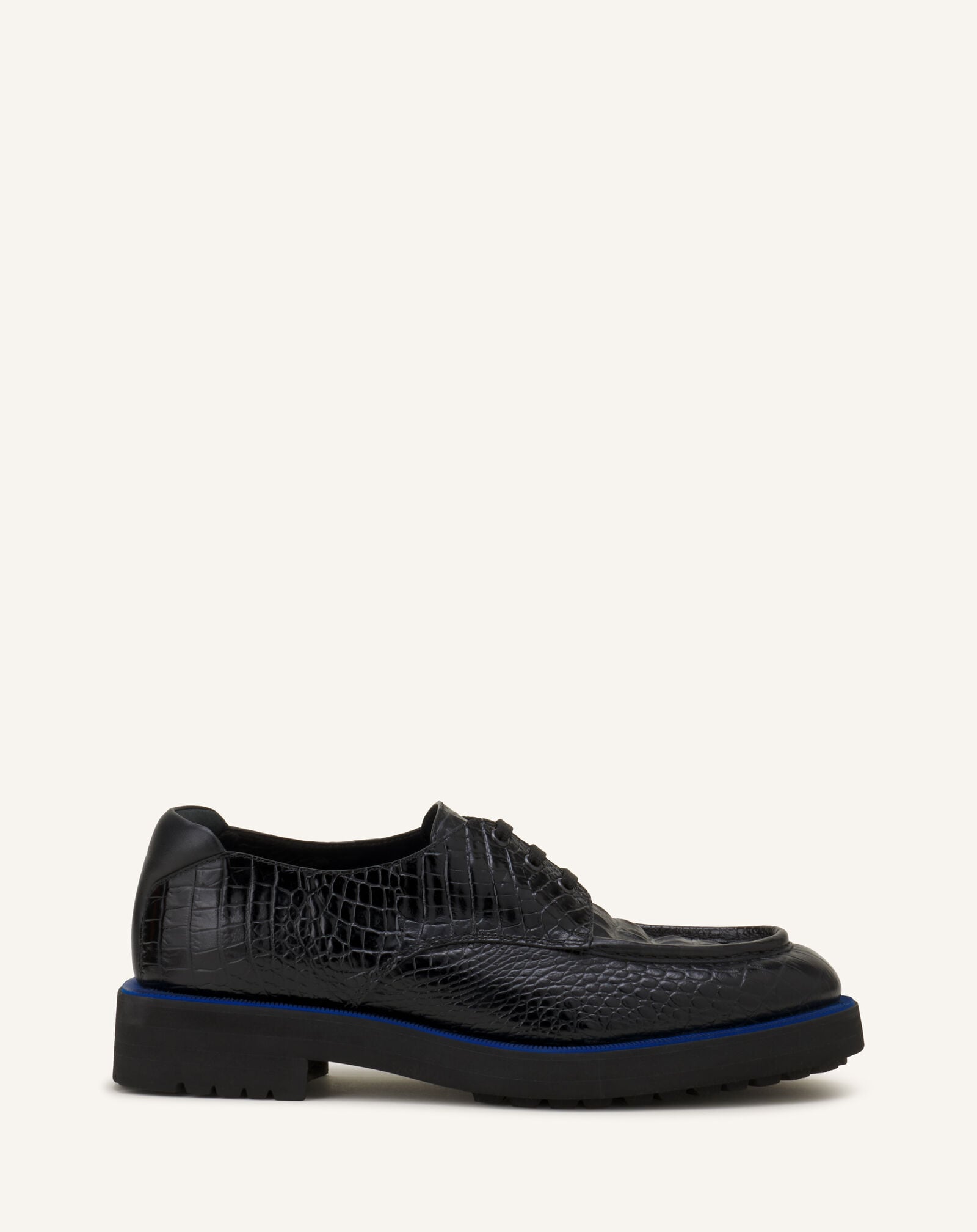 Lanvin LACE UP CROCO Black/Blue FMSHGY00CROCA26