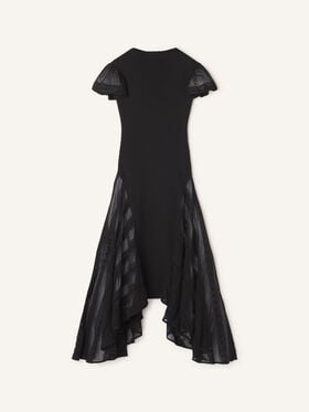 Lanvin ROBE ÉVASÉE À GODETS EN SOIE ET COTON Noir RWDR0081K121H26