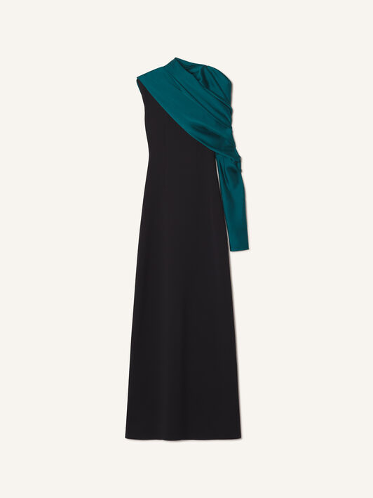 Lanvin ROBE ASYMÉTRIQUE EN MAILLE Noir/Vert RWDR0023K126A26