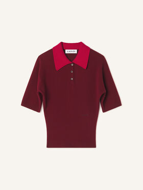 Lanvin POLO COL CONTRASTÉ EN CACHEMIRE Vin Rouge RWPO0053K113H26