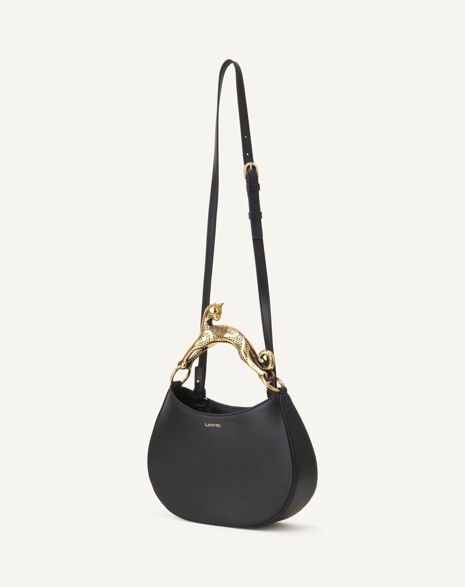 HOBO CAT BAG IN LEATHER in Black | Lanvin®