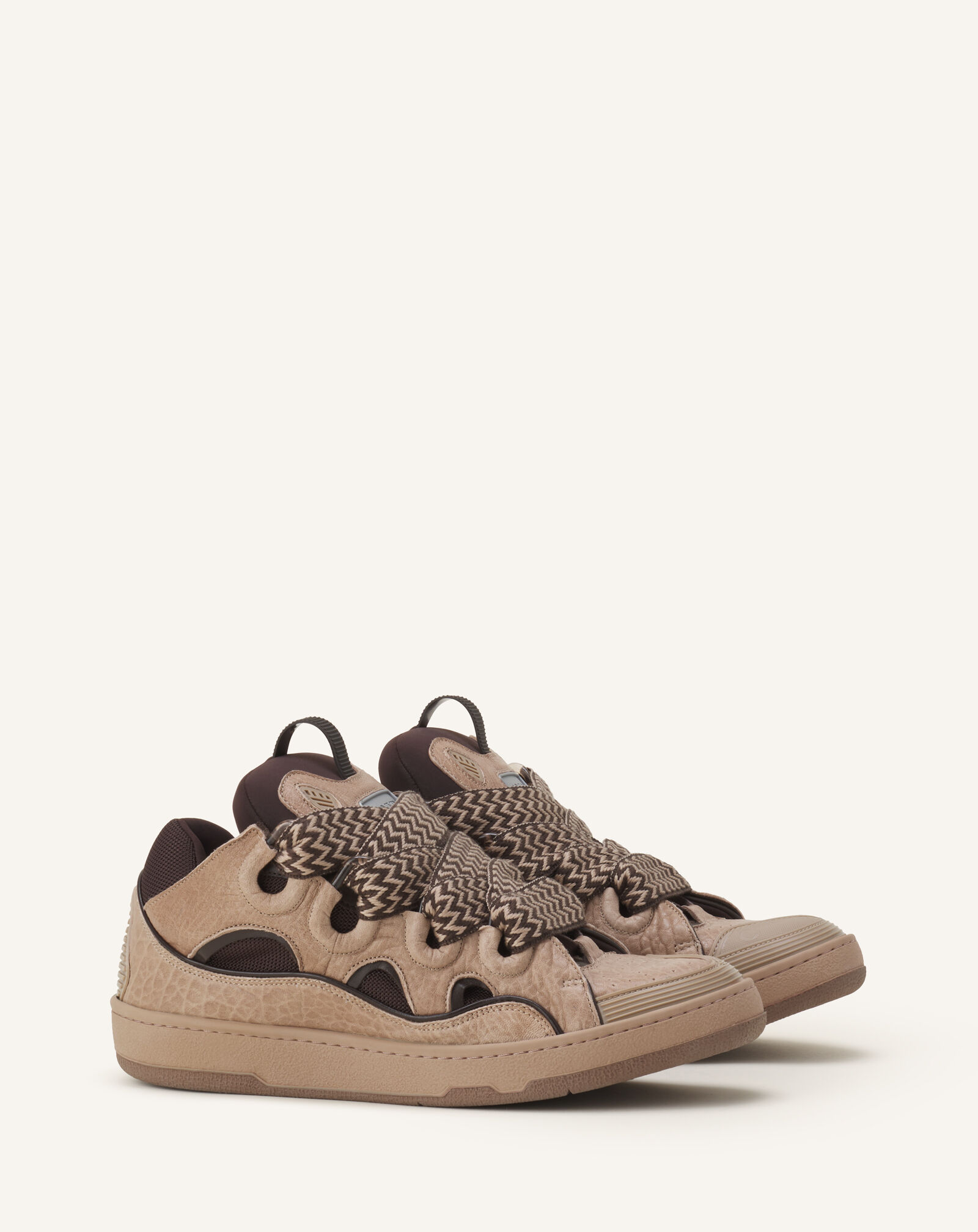 Lanvin SNEAKER CURB AUS LEDER MIT DINO-EFFEKT Beige/Braun FUSKDK12DINOA26