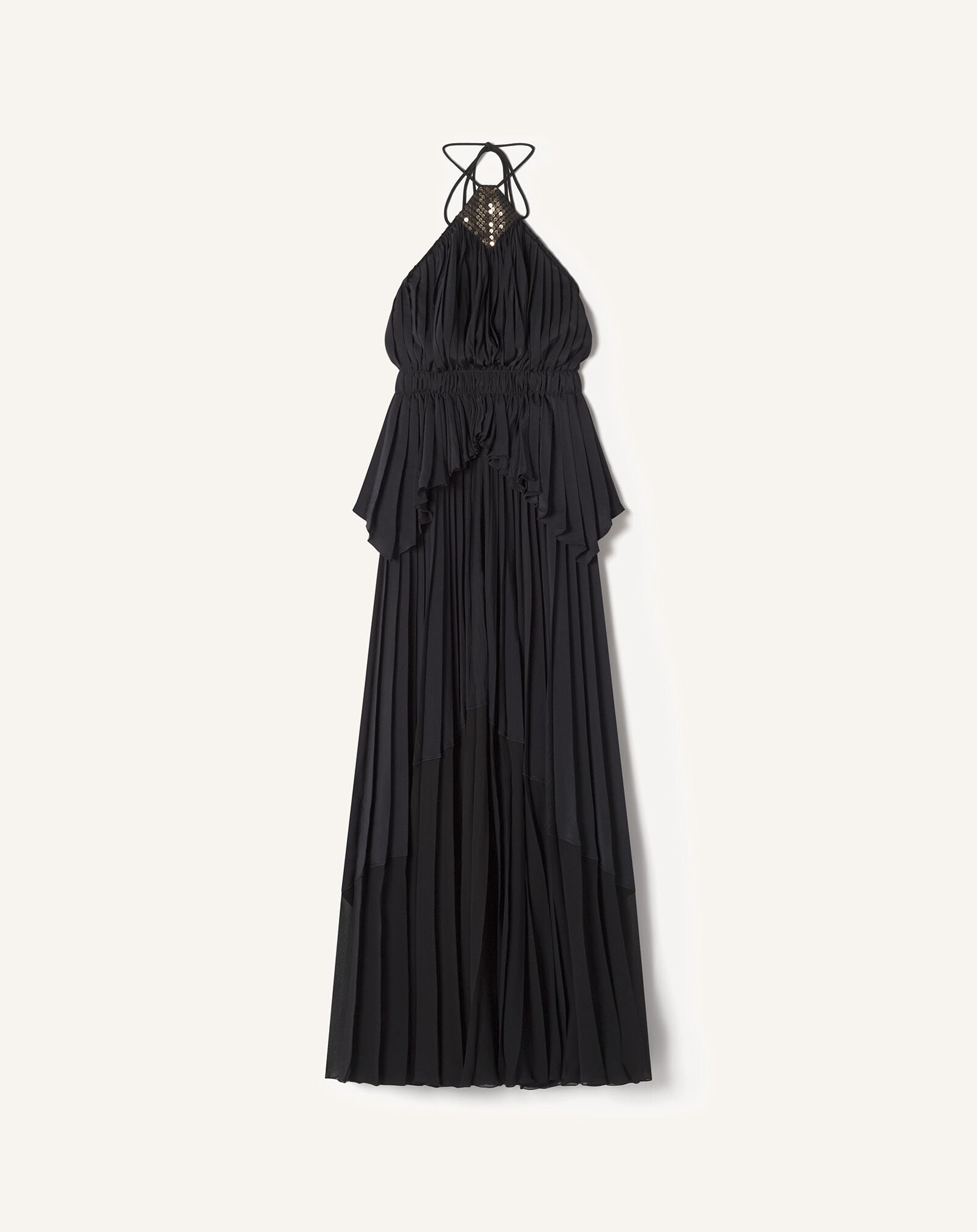 Lanvin BESTICKTES KLEID AUS SEIDE UND CHARMEUSE Schwarz RWDR90354778P26