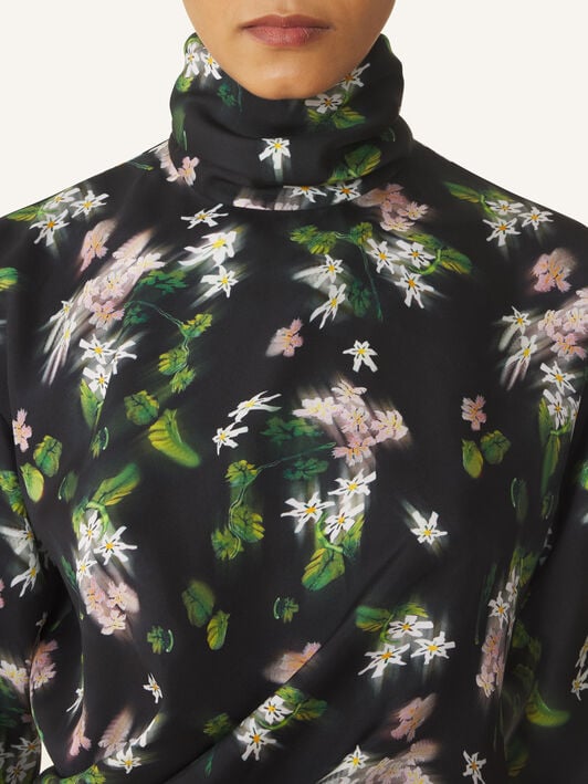 PRINTED DRAPED MIDI DRESS Lanvin PRINTED DRAPED MIDI DRESS Black/Green RWDR00776503H26