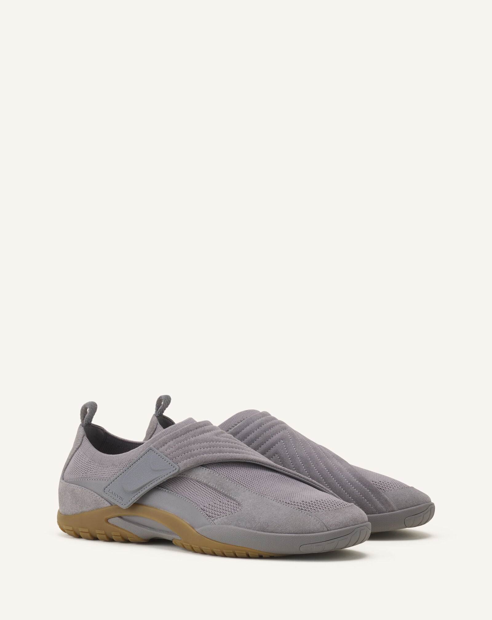 Lanvin SNEAKER LNV1 EN SUEDE TRICOTE Gris Clair/Miel FUSKDK0IKNSUE26