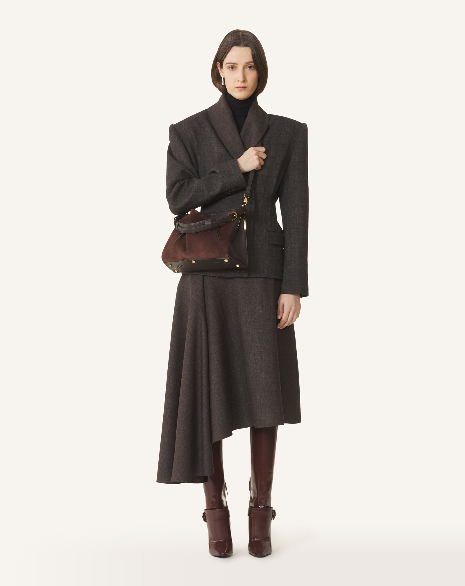 TOP HANDLE ZIPPED PM Lanvin TOP HANDLE ZIPPED PM Chocolate/Brown LWBGLCPMCASUH26