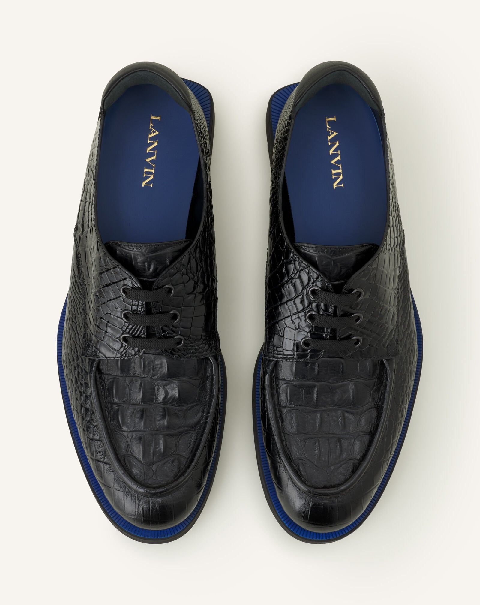Lanvin LACE UP CROCO Black/Blue FMSHGY00CROCA26