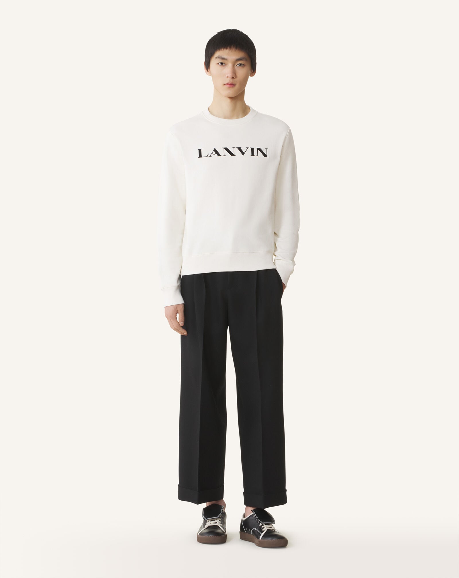 SWEATSHIRT LANVIN AUS BESTICKTER BAUMWOLLE Lanvin SWEATSHIRT LANVIN AUS BESTICKTER BAUMWOLLE Naturweiß RMSS0001F300H25
