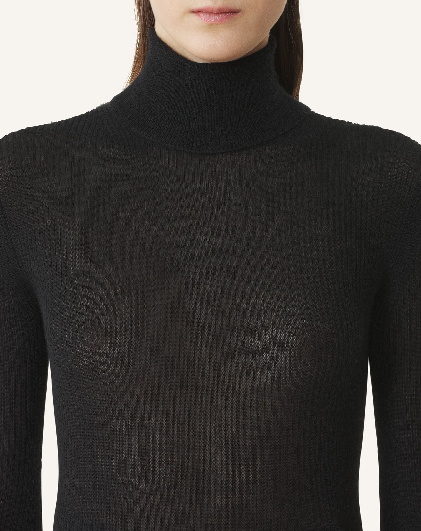 PULL COL ROULÉ EN MÉRINOS ET SOIE Lanvin PULL COL ROULÉ EN MÉRINOS ET SOIE Noir RWPO0023K069H25