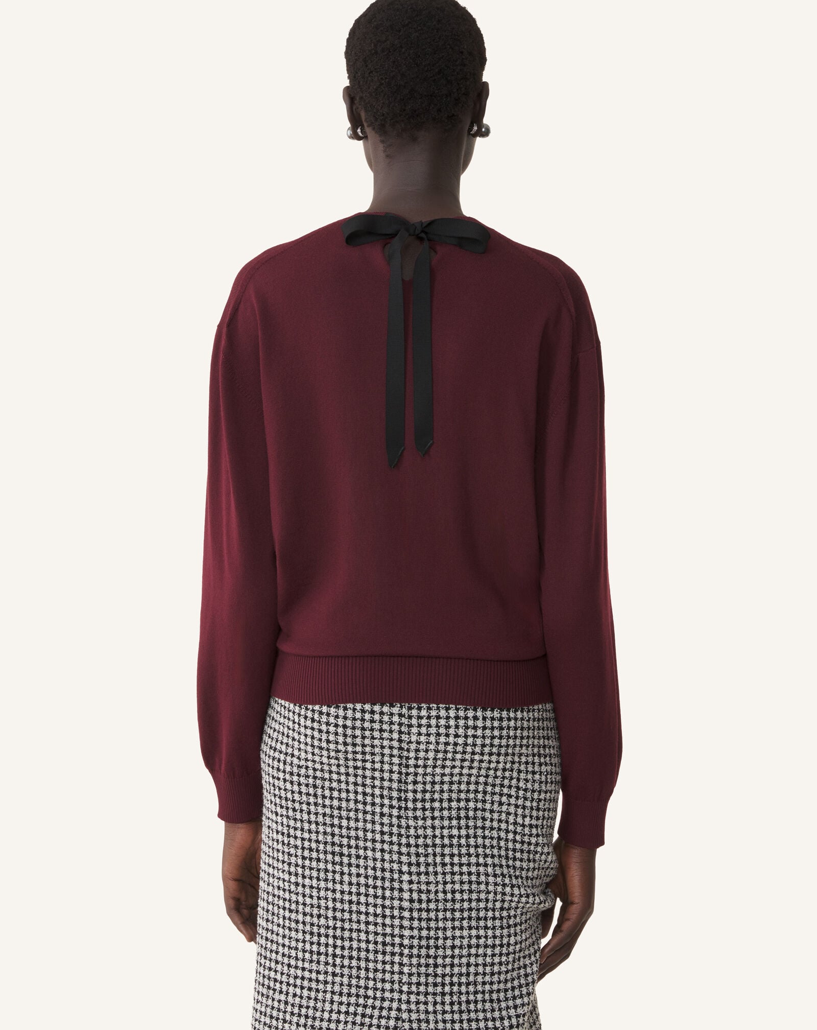PULL COL V DÉTAIL GROS GRAIN EN MÉRINOS Lanvin PULL COL V DÉTAIL GROS GRAIN EN MÉRINOS Grenat RWPO0027K101A26