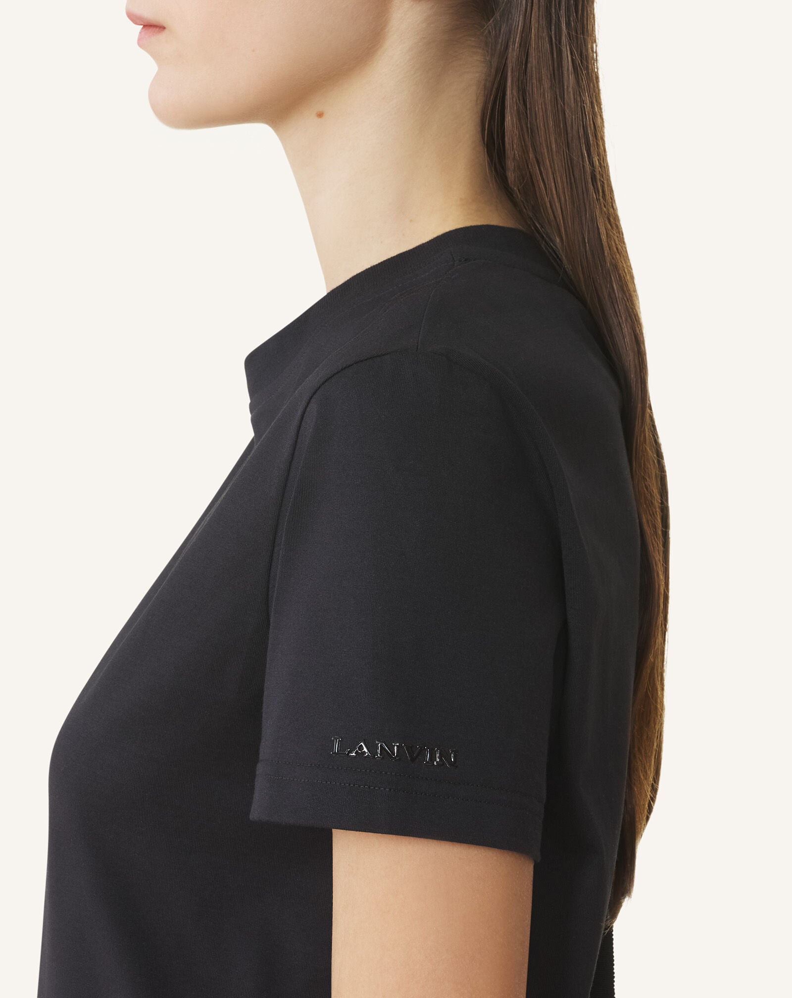 T-SHIRT DÉTAIL GROS GRAIN EN COTON Lanvin T-SHIRT DÉTAIL GROS GRAIN EN COTON Noir RWTS0024J040H25
