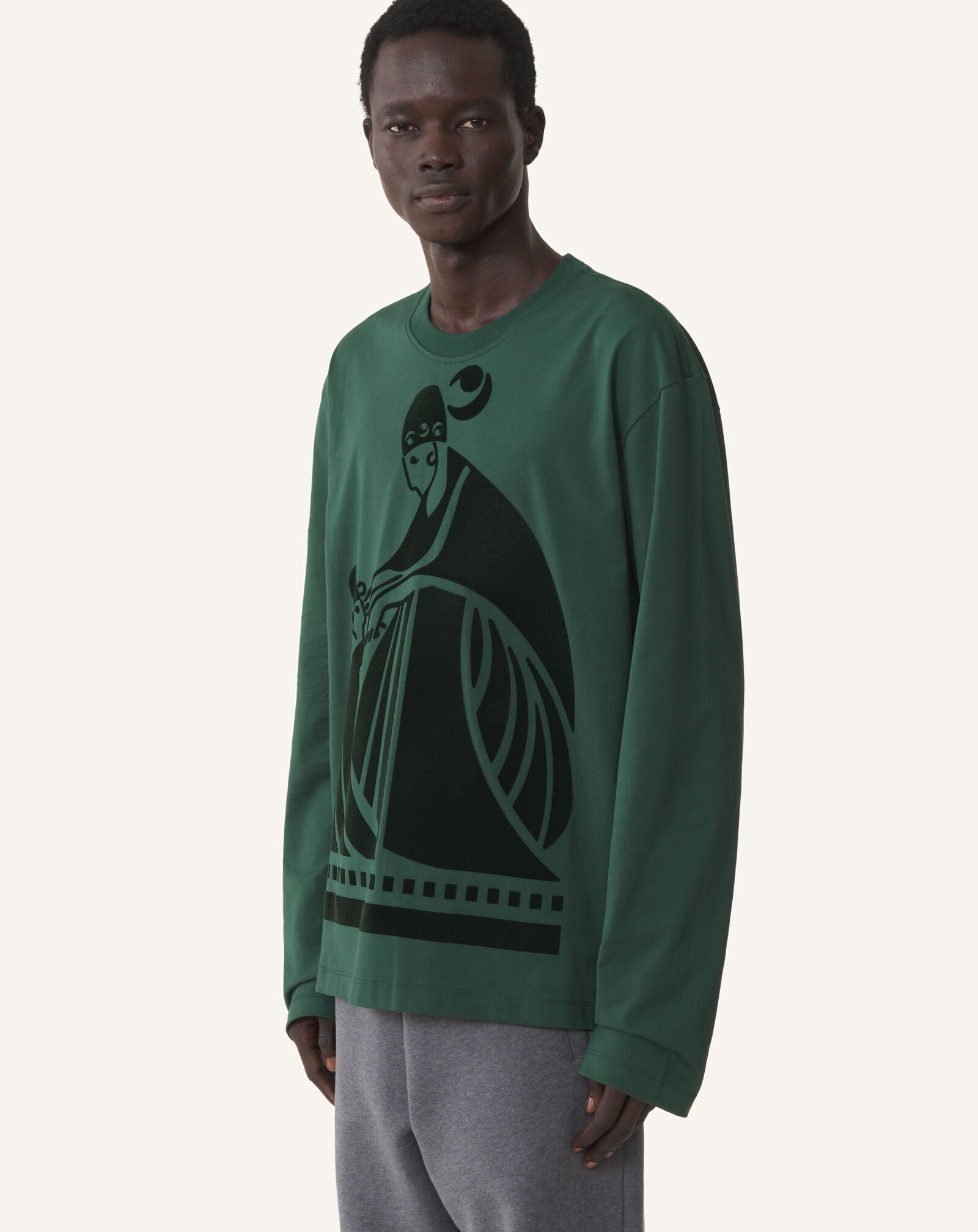 Lanvin M&D LOGO LONG-SLEEVE T-SHIRT Pine Green RMTS0052J040A26