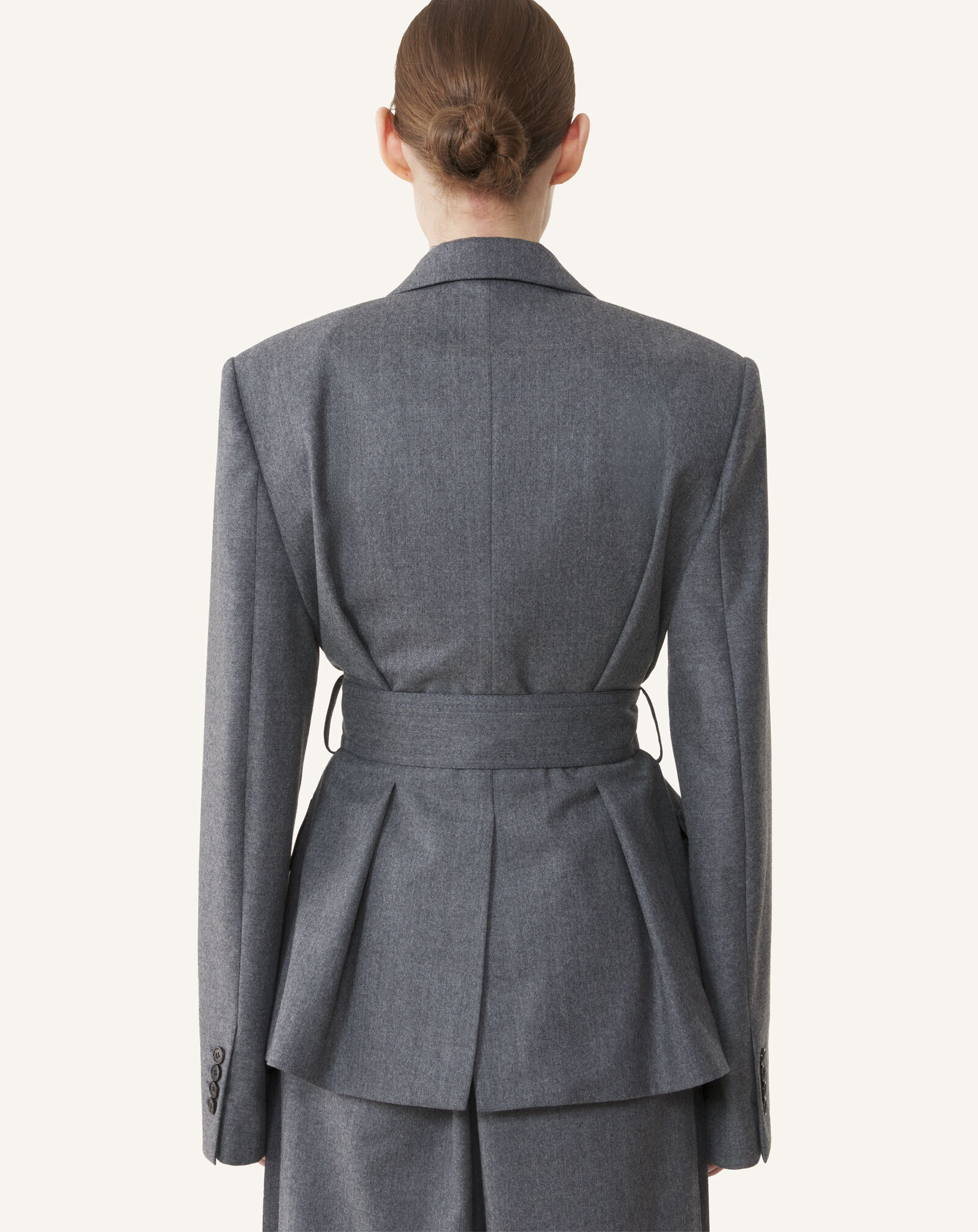 JACKE MIT GÜRTEL AUS WOLLFLANELL Lanvin JACKE MIT GÜRTEL AUS WOLLFLANELL Meliertes Grau RWJA00176383A26