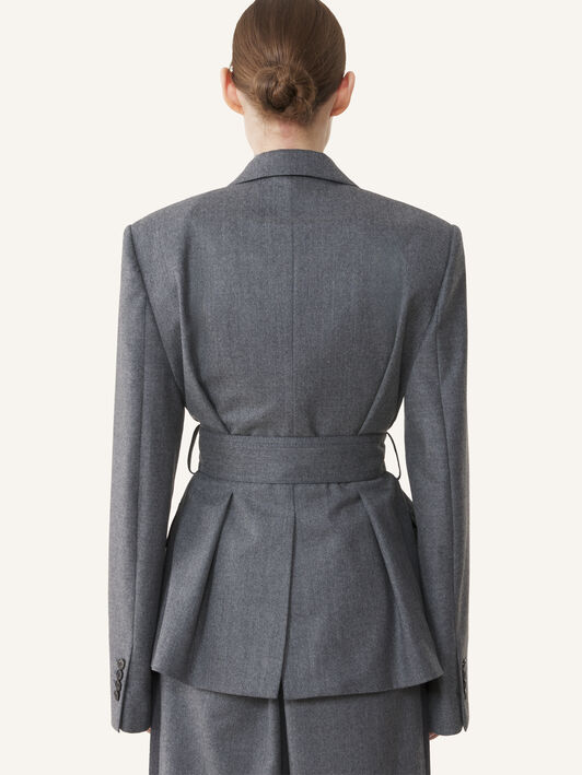 JACKE MIT GÜRTEL AUS WOLLFLANELL Lanvin JACKE MIT GÜRTEL AUS WOLLFLANELL Meliertes Grau RWJA00176383A26