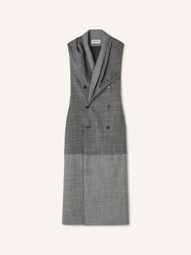 Lanvin ROBE TAILLEUR SANS MANCHES EN LAINE ET SOIE Noir/Blanc RWDR00646463H26