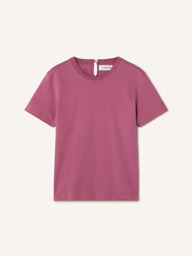 Lanvin T-SHIRT IN COTONE CON DETTAGLIO A NASTRO Rosa Autunno RWTS0024J040H25