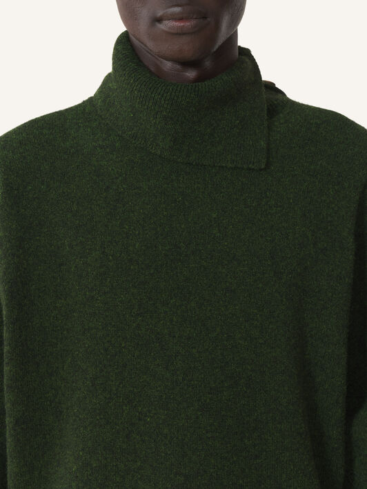 PULLOVER MIT KNOPFKRAGEN AUS KASCHMIR Lanvin PULLOVER MIT KNOPFKRAGEN AUS KASCHMIR Dunkelgrün RMPO0022K119A26