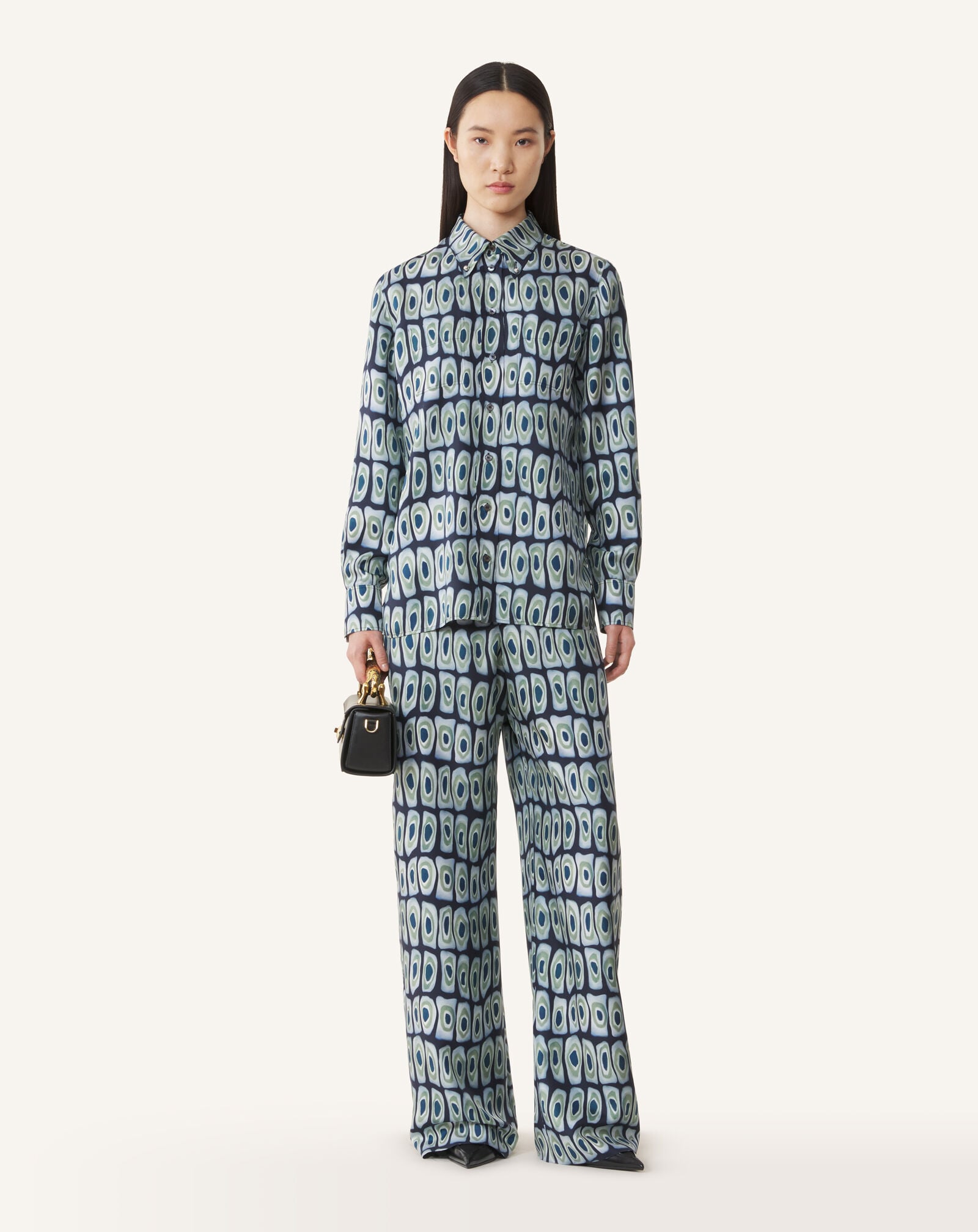 PRINTED LOOSE FIT TROUSERS Lanvin PRINTED LOOSE FIT TROUSERS Haze/Sage RWTR00356426A26