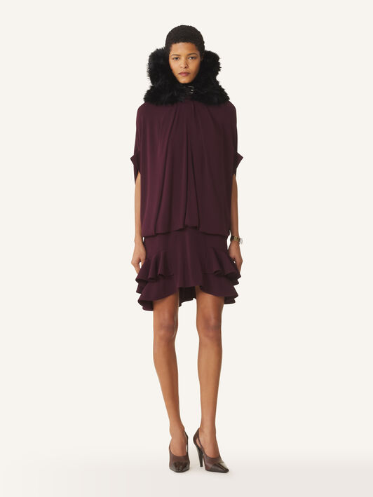 Lanvin RUFFLE SHORT DRESS Aubergine RWDR00686483H26