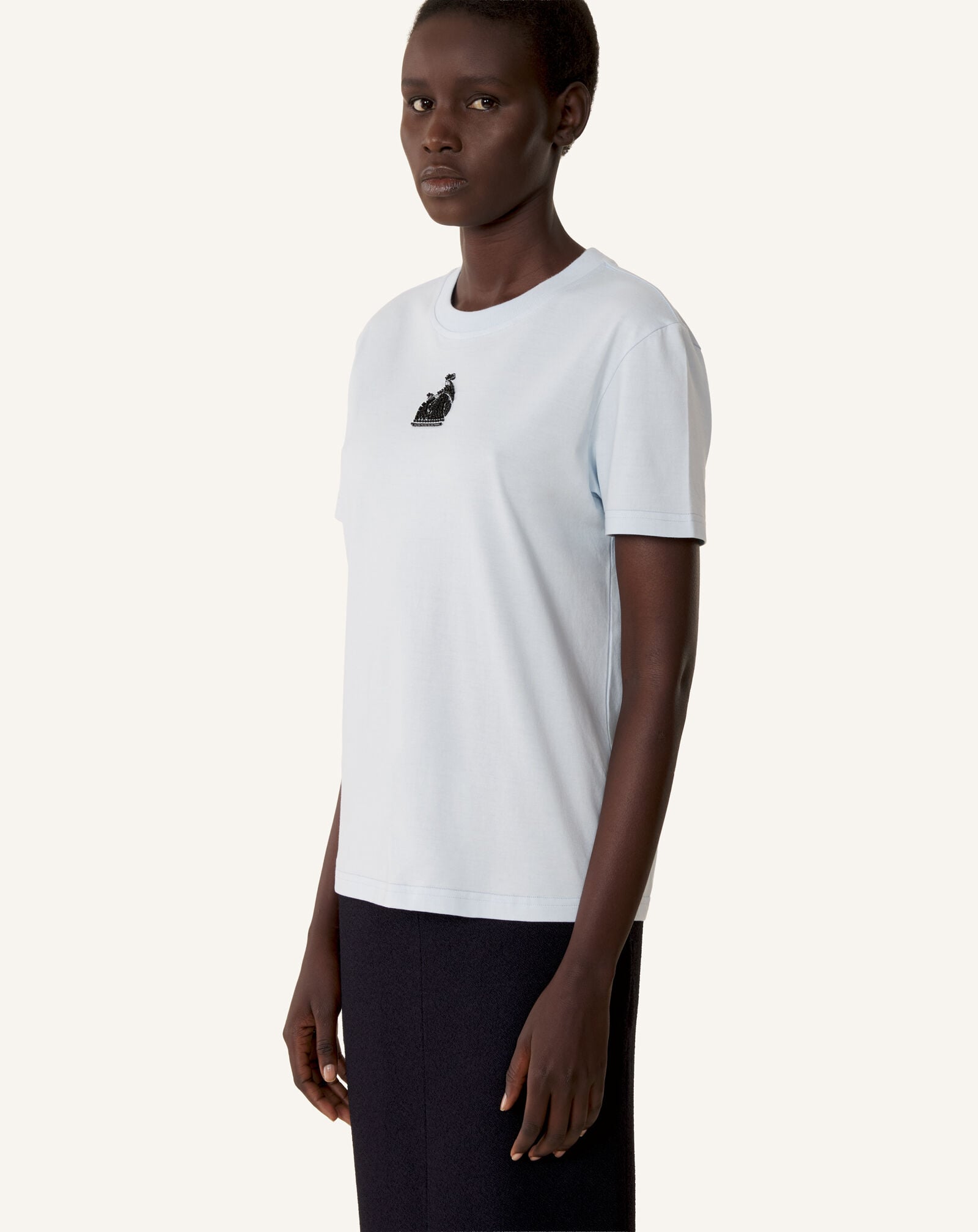 T-SHIRT BRODÉ LA MÈRE ET L'ENFANT EN JERSEY Lanvin T-SHIRT BRODÉ LA MÈRE ET L'ENFANT EN JERSEY Bleu Ciel RWTS0030J320E26