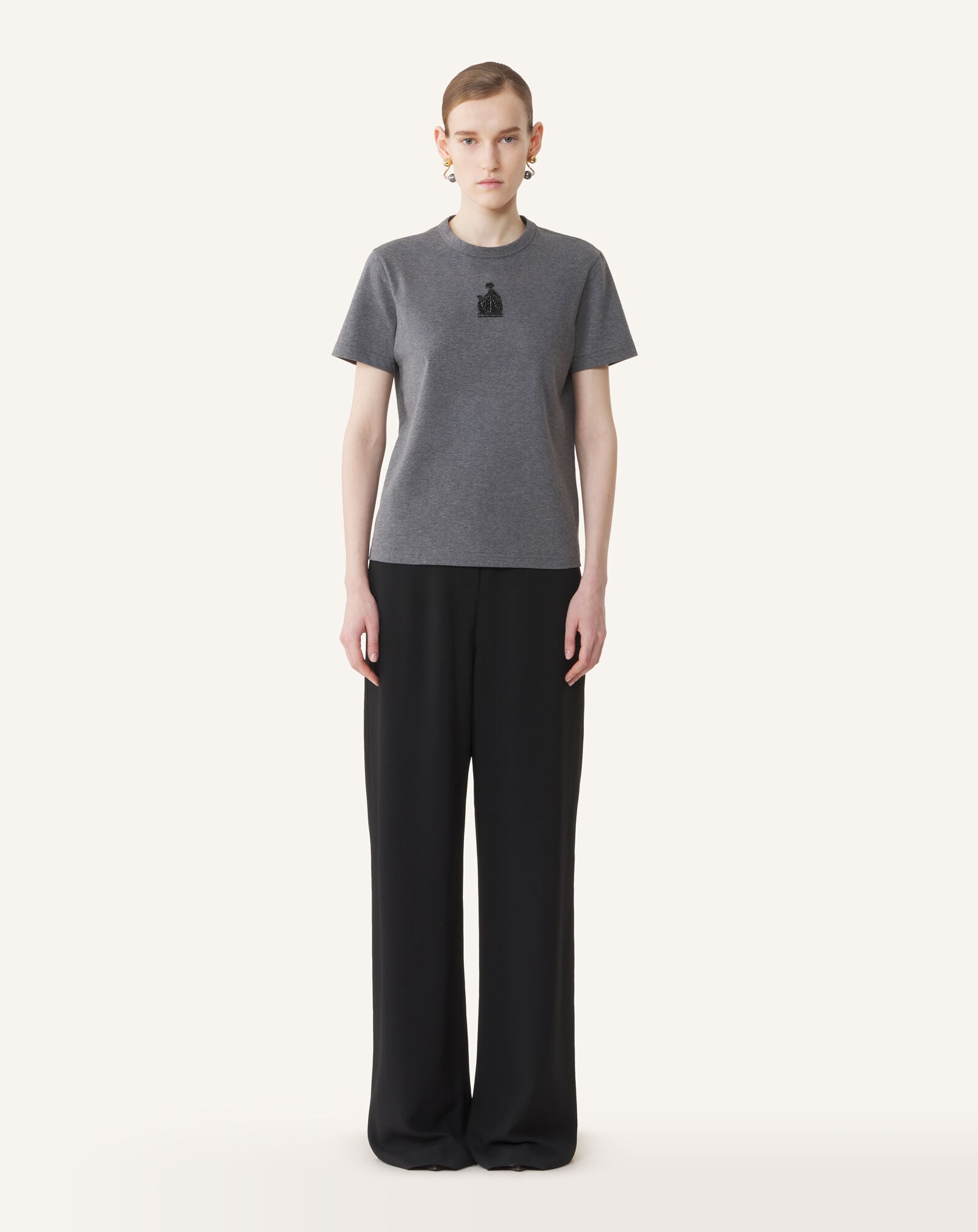 Lanvin EMBROIDERED "M&D" LOGO T-SHIRT Dark Grey Melange RWTS0030J060A26