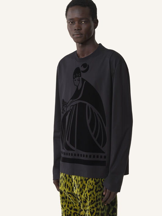 Lanvin M&D LOGO LONG-SLEEVE T-SHIRT Black RMTS0052J040A26