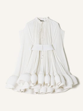 KURZES KLEID AUS CHARMEUSE Lanvin KURZES KLEID AUS CHARMEUSE Gebrochenes Weiß RWDR209U4778H20