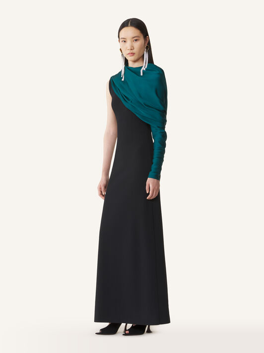 Lanvin ROBE ASYMÉTRIQUE EN MAILLE Noir/Vert RWDR0023K126A26
