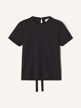 Lanvin T-SHIRT DÉTAIL GROS GRAIN EN COTON Noir RWTS0024J040H25