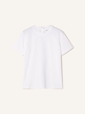 Lanvin T-SHIRT AUS BAUMWOLLE MIT BANDDETAIL Optisches Weiß/Schwarz RWTS0024J040H25