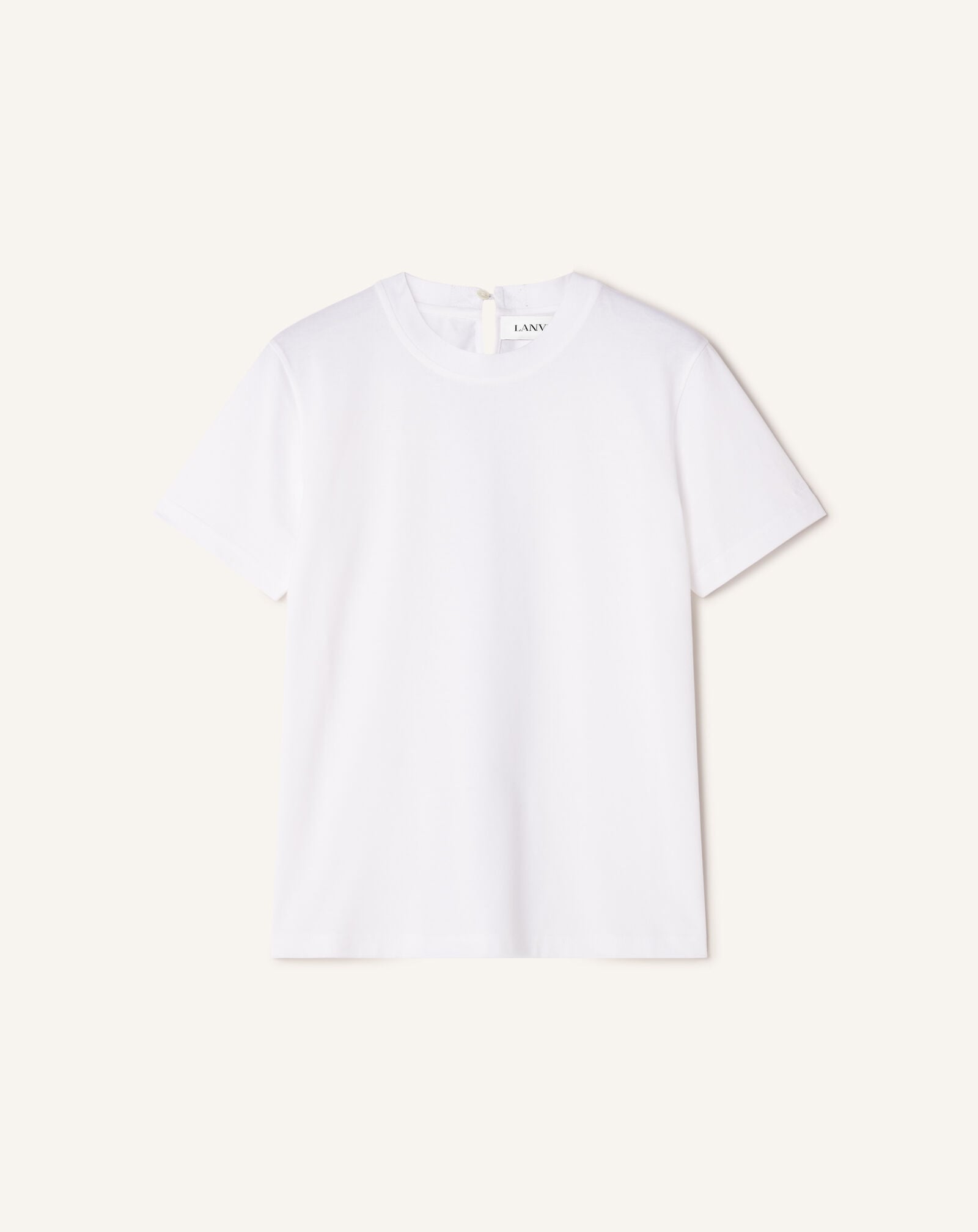 COTTON T-SHIRT WITH RIBBON DETAIL Lanvin COTTON T-SHIRT WITH RIBBON DETAIL Optic White/Black RWTS0024J040H25