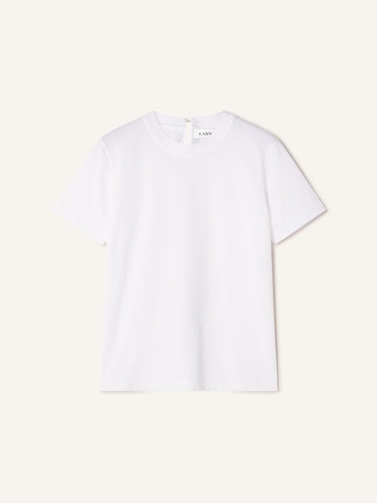COTTON T-SHIRT WITH RIBBON DETAIL Lanvin COTTON T-SHIRT WITH RIBBON DETAIL Optic White/Black RWTS0024J040H25