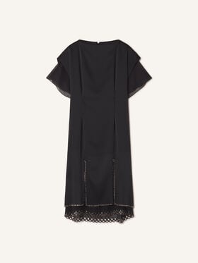 BESTICKTES MIDIKLEID AUS SATIN Lanvin BESTICKTES MIDIKLEID AUS SATIN Schwarz RWDR90266390A26