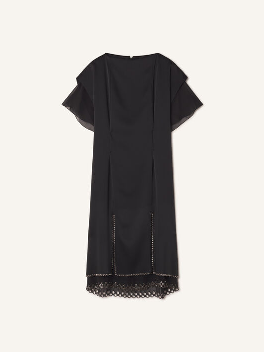 BESTICKTES MIDIKLEID AUS SATIN Lanvin BESTICKTES MIDIKLEID AUS SATIN Schwarz RWDR90266390A26