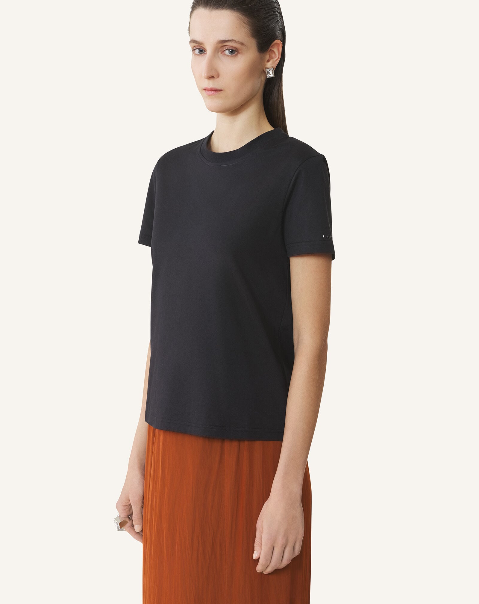 T-SHIRT DÉTAIL GROS GRAIN EN COTON Lanvin T-SHIRT DÉTAIL GROS GRAIN EN COTON Noir RWTS0024J040H25