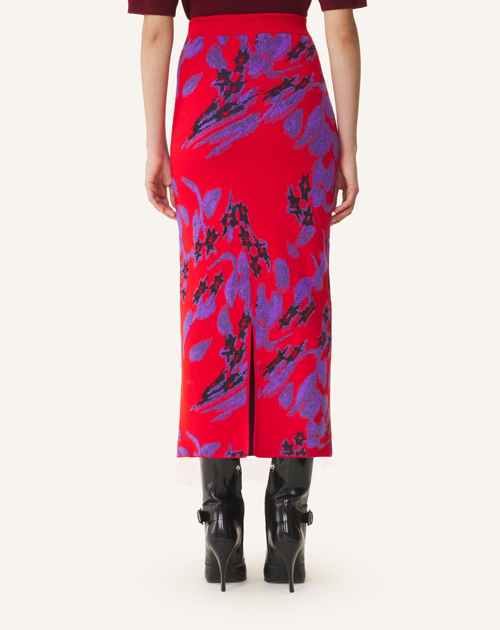 JACQUARD MIDI SKIRT Lanvin JACQUARD MIDI SKIRT Red/Purple RWST0064K131H26