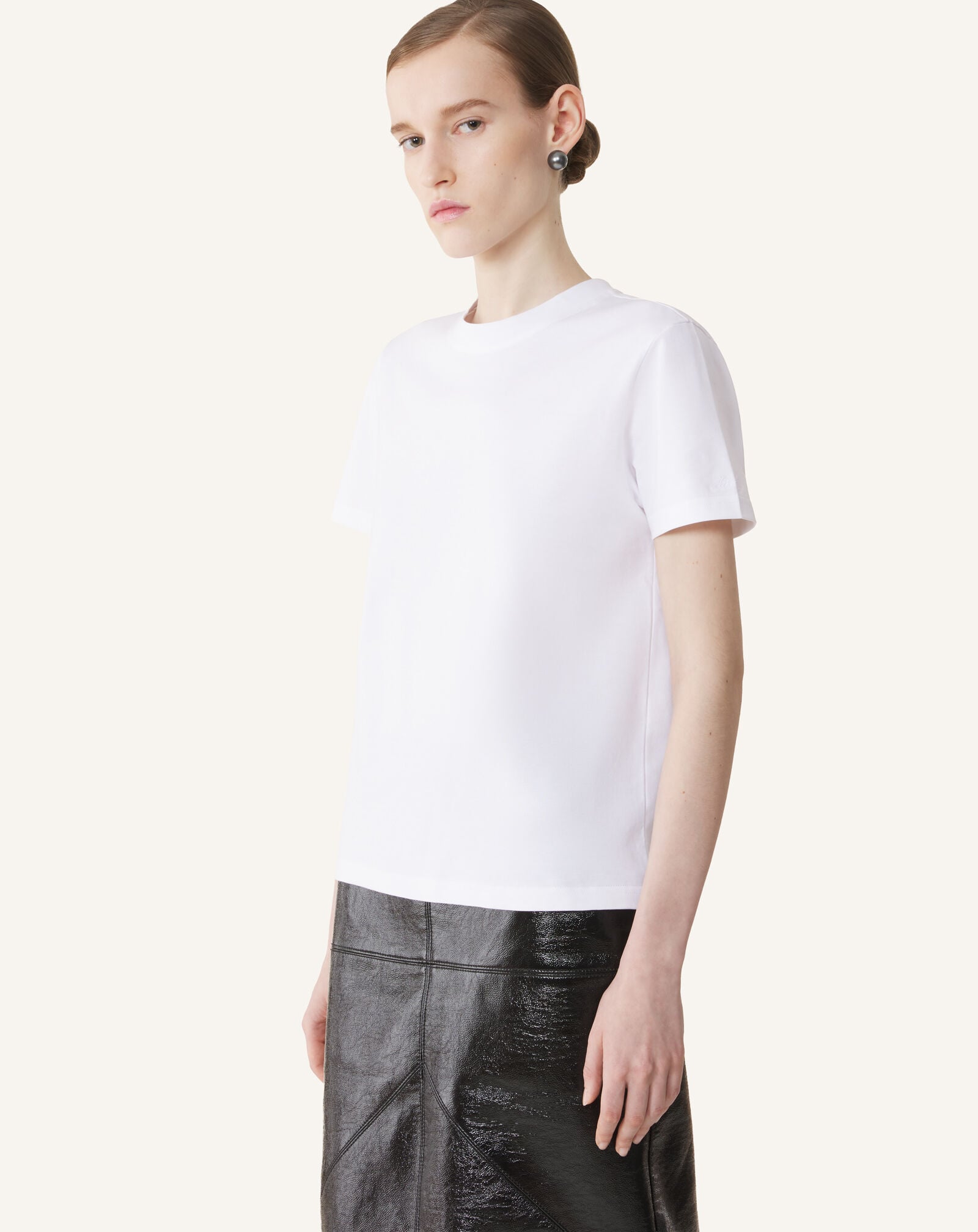 T-SHIRT DÉTAIL GROS GRAIN EN COTON Lanvin T-SHIRT DÉTAIL GROS GRAIN EN COTON Blanc Optique/Noir RWTS0024J040H25