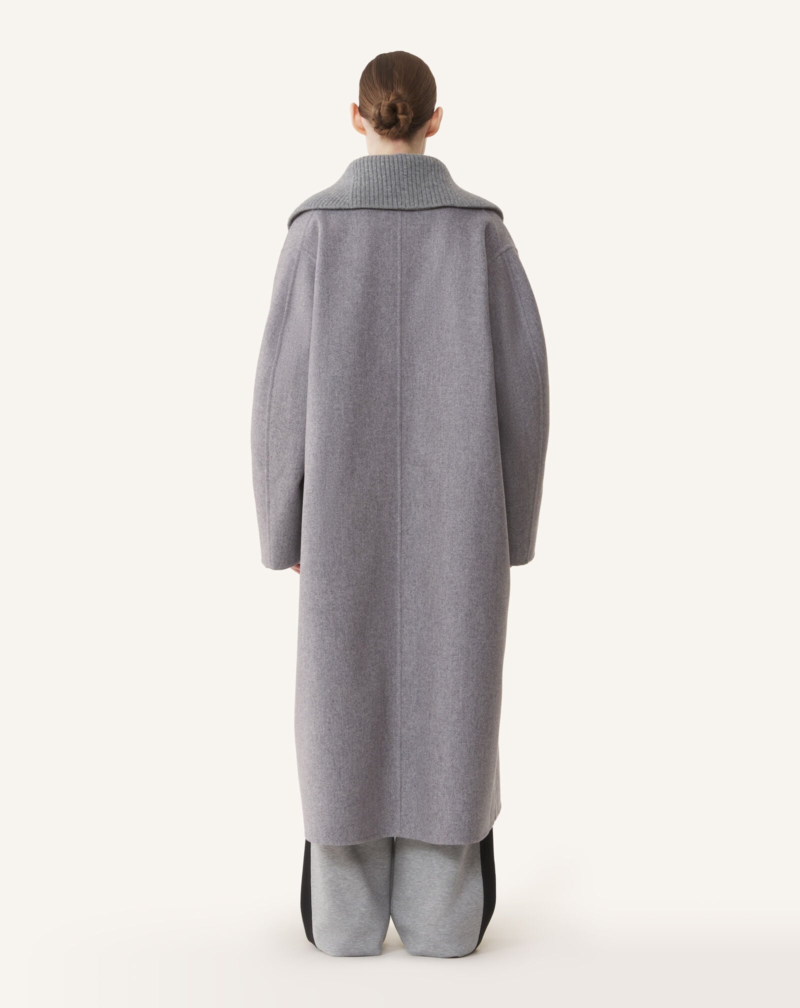 RIBBED COLLAR DOUBLE-FACED LONG COAT Lanvin RIBBED COLLAR DOUBLE-FACED LONG COAT Heather Grey RWCO05216374A26