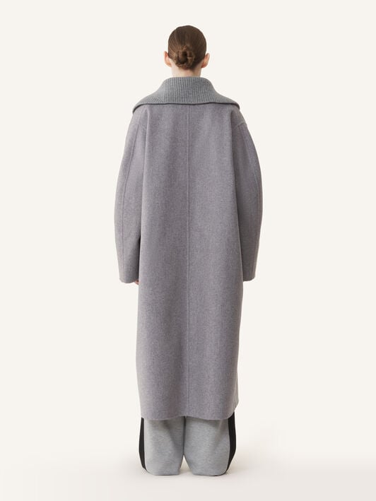 RIBBED COLLAR DOUBLE-FACED LONG COAT Lanvin RIBBED COLLAR DOUBLE-FACED LONG COAT Heather Grey RWCO05216374A26